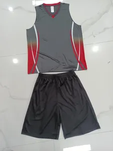 Men's basketball uniform set with gray sleeveless jersey and matching sports shorts