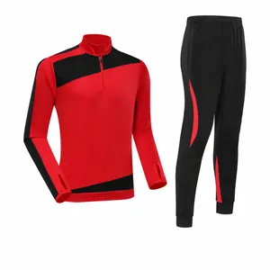 Veste de Sport à Manches Longues pour Entraînement de Football Automne Hiver Hommes Femmes Enfants Col Montant Demi-Zip