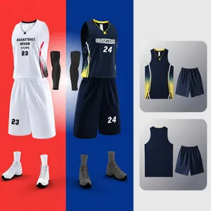 Men's Basketball Uniform Set Sleeveless Sports Vest and Shorts Mesh Breathable Embroidered Quick Dry Jersey For Team Competition Training
