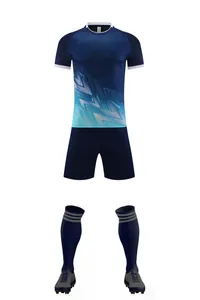Tenue de football complète bleu dégradé avec maillot, short et chaussettes hautes