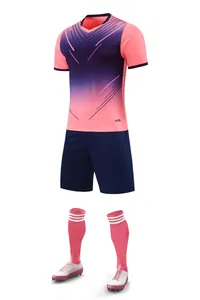 Professionelles schnelltrocknendes Sporttrikot-Set mit Marine-Rosa-Verlauf für das Training.