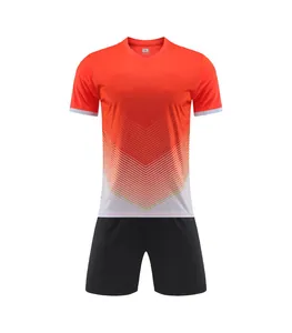 Professional orange gradient football training kit including short sleeve jersey and shorts
