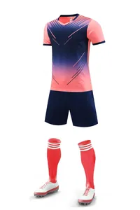 Ensemble de football respirant à séchage rapide avec maillot dégradé bleu marine-rose