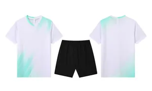 Professional breathable quick-dry soccer jersey set showing T-shirt front back and shorts