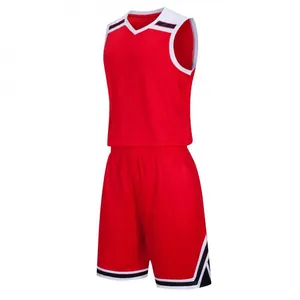 High-performance red basketball jersey and shorts set featuring professional V-neck design