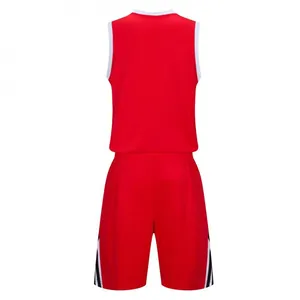 Back view of a red breathable basketball uniform set for training and matches