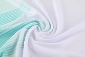 Detailed close-up of breathable quick-dry soccer jersey fabric with mint green stripes texture