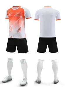 Sneldrogend Ademend Voetbaltenue Set Voor Volwassenen Kinderen Polyester Geometrische Print Voetbalshirt Shorts Sportkleding Uniform