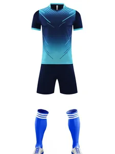 Ensemble de football professionnel séchage rapide avec maillot dégradé bleu et short
