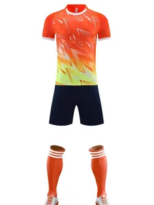 Tenue de football professionnelle dégradée orange et jaune avec maillot, short et chaussettes