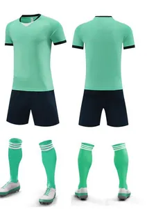 Mint green soccer jersey set with shorts and striped socks for youth and adult training