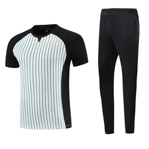 Professional basketball referee uniform set with striped short-sleeved top and black pants