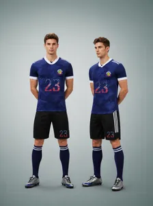 Professionelles dunkelblaues Fußballtrikot-Set mit Wolkenmuster und Nummer 23