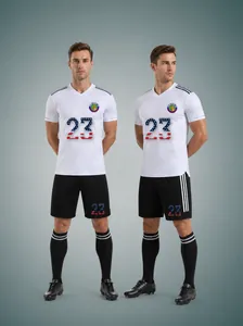 Weißes Fußballtrikot-Set mit Nummer 23 und schwarzen Shorts für Vereinsfußball Sport