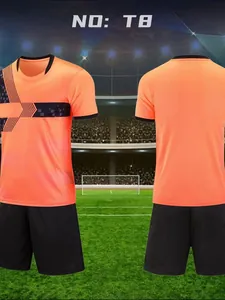 Orange soccer jersey set with black shorts for team training and matches