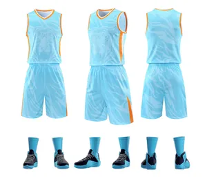 Light blue men's basketball uniform set with tiger head print and matching shoes detail