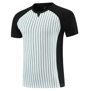 Professional short sleeve black and white striped basketball referee shirt for officials.