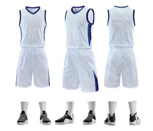 Multi-angle views of white quick-dry basketball jersey set and matching shoes for training