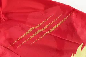 Μακρο φωτογραφία από κόκκινο αναπνεύσιμο πλέγμα με χρυσά γεωμετρικά σχέδια