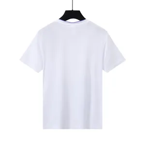 Back view of white quick-dry athletic t-shirt featuring purple collar detail for sportswear