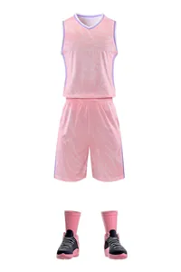 Detailed view of pink tiger pattern basketball jersey set for men training