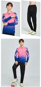 Detail view of men's long sleeve soccer goalkeeper uniform with protective honeycomb padding