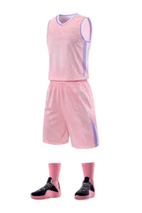 Pink quick-dry basketball uniform set with tiger print jersey and matching shoes