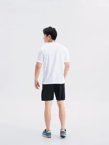 Back view of a breathable quick-dry white badminton sports t-shirt for men and women