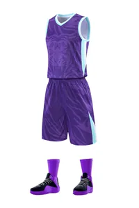 Professional men's purple basketball jersey set with tiger print and matching sneakers