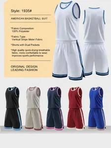 Ensemble de Maillot de Basket-ball à Séchage Rapide de Style Américain pour Hommes Gilet de Survêtement Sans Manches en Maille Et Short pour Équipes Universitaires