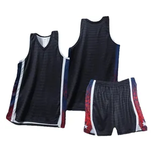 Ensemble maillot de basket homme en mesh respirant avec motif étoiles, couleur bleu marine