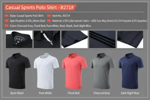 Detailed fabric close-up and multiple color options for breathable sports polo shirts
