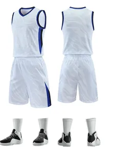 White quick-dry basketball jersey set for men with tiger pattern and shoes