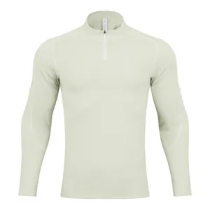 Men's long-sleeve half-zip sports T-shirt for fitness, gym, and running training