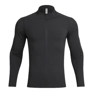 Breathable long-sleeve outdoor sports jacket with mock neck and full zipper
