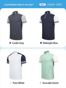 Detailansicht von schnelltrocknenden Sport-Poloshirts in vier Farben mit Reißverschluss