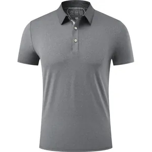 Quick-dry breathable gray sports Polo shirt with contrast collar for athletic wear