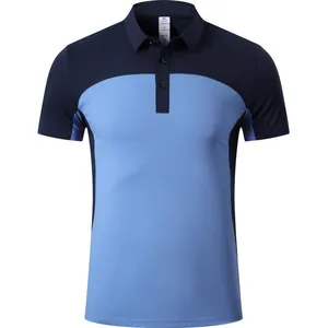 Atmungsaktives, schnell trocknendes Sport-Poloshirt in zweifarbigem Design in Marine und Hellblau