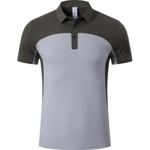 Atmungsaktives, schnelltrocknendes Sport-Poloshirt mit grauem Color-Block-Design