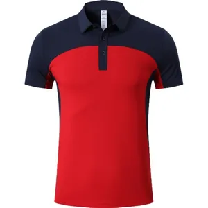 Schnelltrocknendes Sport-Poloshirt für Herren in Marineblau und Rot, atmungsaktiv