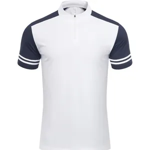 Unisex Schnelltrocknendes Polyester Farbblock Polo Shirt Reißverschluss Stehkragen Kurzarm Sport Top Arbeitskleidung