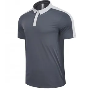 Polo bicolore à manches courtes pour homme en tissu respirant à séchage rapide gris