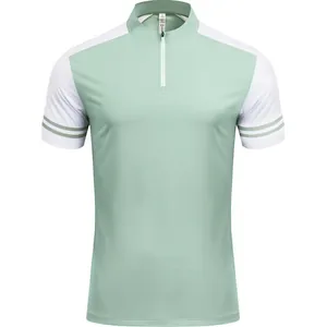 Schnelltrocknendes Kurzarm-Poloshirt mit Viertelreißverschluss in Mintgrün