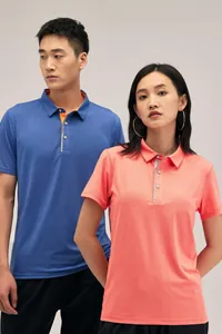 Paire de polos de sport respirants pour hommes et femmes en bleu et rose corail