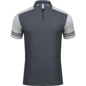 Hochwertiges Herren Sport Polo-Shirt mit Reißverschluss, schnelltrocknend, gestreifte Ärmel.