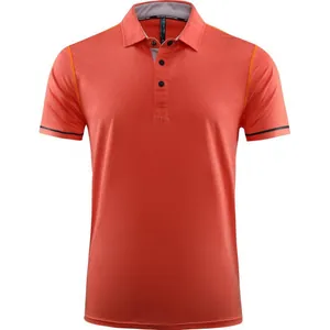Hochwertiges oranges, schnelltrocknendes Sport-Poloshirt aus atmungsaktivem Nylongewebe