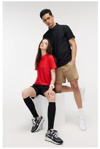 Atmungsaktive, schnell trocknende Polo-Shirts für Damen und Herren in Rot und Schwarz