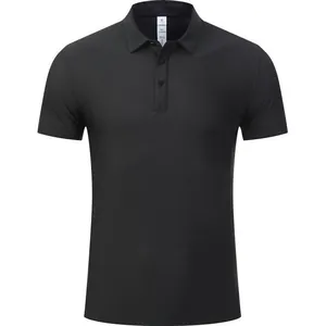 Klassisches schwarzes Kurzarm-Poloshirt aus atmungsaktivem, schnelltrocknendem Stoff