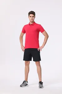 Men's bright red quick-dry sports polo shirt made of breathable high-elasticity ice silk fabric