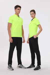 Polos amarillo neón de alta elasticidad para hombre y mujer, transpirables y de secado rápido